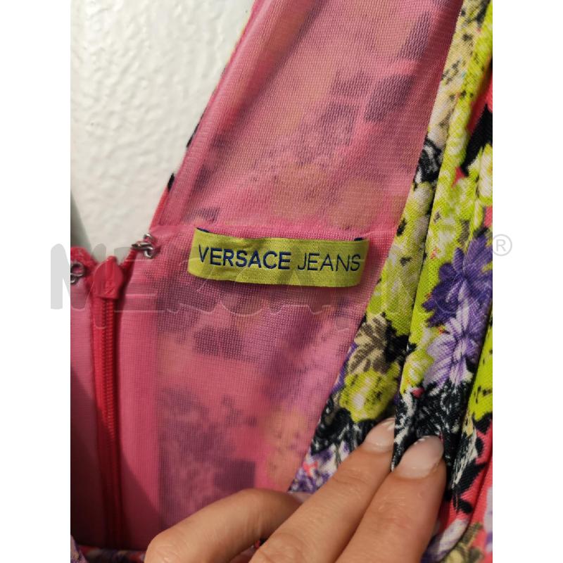 ABITO DONNA VERSACE JEANS ROSA FANTASIA FIORI VERDI | Mercatino dell'Usato Mestre 2