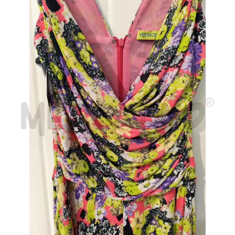 ABITO DONNA VERSACE JEANS ROSA FANTASIA FIORI VERDI | Mercatino dell'Usato Mestre 3