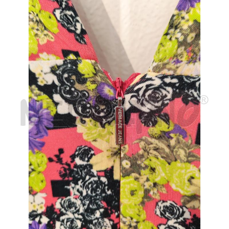 ABITO DONNA VERSACE JEANS ROSA FANTASIA FIORI VERDI | Mercatino dell'Usato Mestre 5