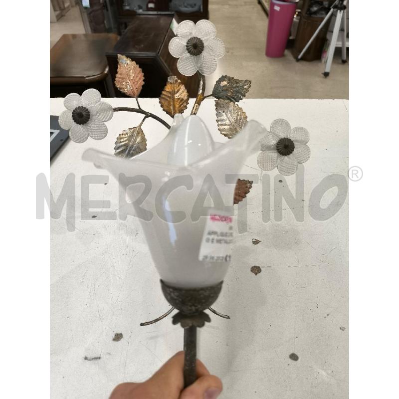 APPLIQUE 2 PEZZI VETRO E METALLO CON FIORI | Mercatino dell'Usato Mestre 1