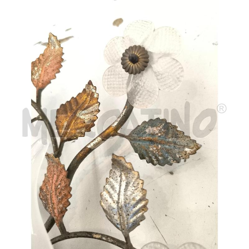 APPLIQUE 2 PEZZI VETRO E METALLO CON FIORI | Mercatino dell'Usato Mestre 3