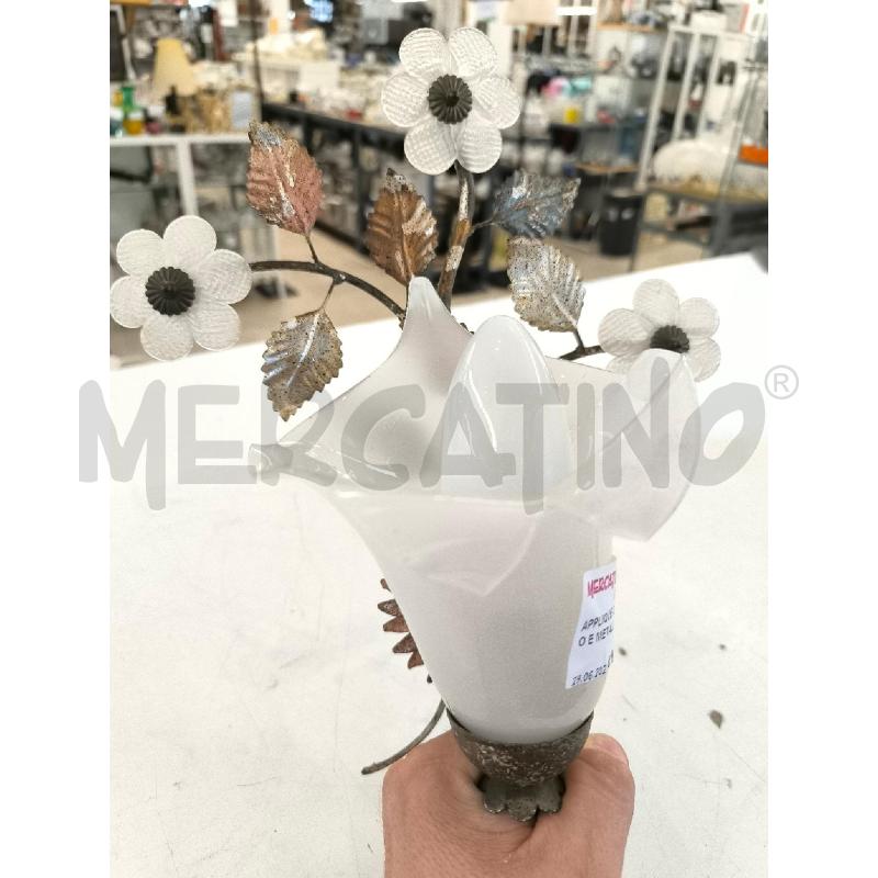 APPLIQUE 2 PEZZI VETRO E METALLO CON FIORI | Mercatino dell'Usato Mestre 4