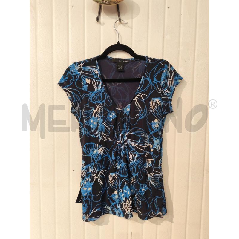 BLUSA DONNA CALVIN KLEIN JEANS BLU NOTTE FIORI AZZURRI | Mercatino dell'Usato Mestre 1