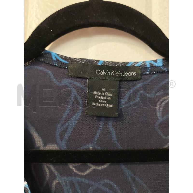BLUSA DONNA CALVIN KLEIN JEANS BLU NOTTE FIORI AZZURRI | Mercatino dell'Usato Mestre 2