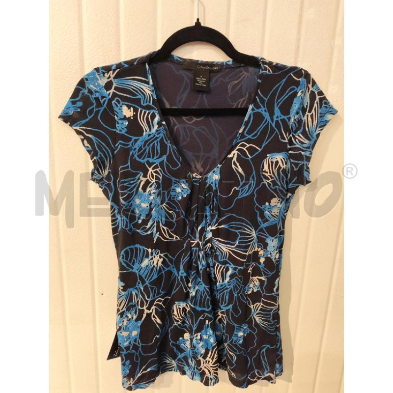 BLUSA DONNA CALVIN KLEIN JEANS BLU NOTTE FIORI AZZURRI | Mercatino dell'Usato Mestre 3