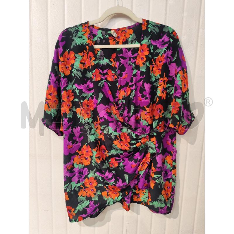 BLUSA DONNA ELENA MIRÒ NERA FIORI VIOLA ARANCIO | Mercatino dell'Usato Mestre 1