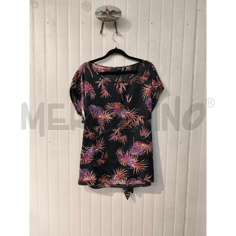 BLUSA DONNA EMME MARELLA NERA FIORI ROSSI VIOLA | Mercatino dell'Usato Mestre 1