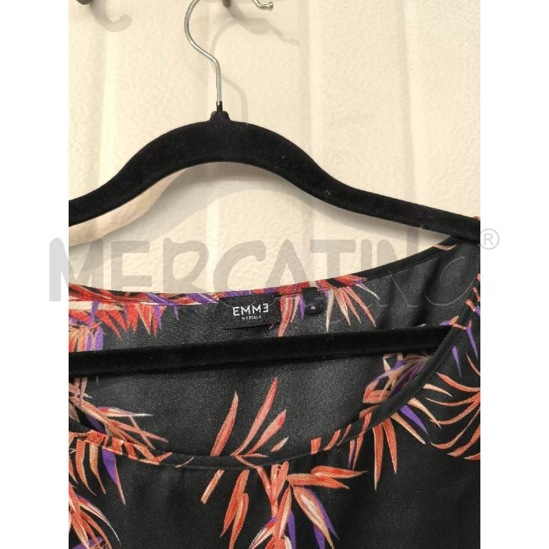 BLUSA DONNA EMME MARELLA NERA FIORI ROSSI VIOLA | Mercatino dell'Usato Mestre 2