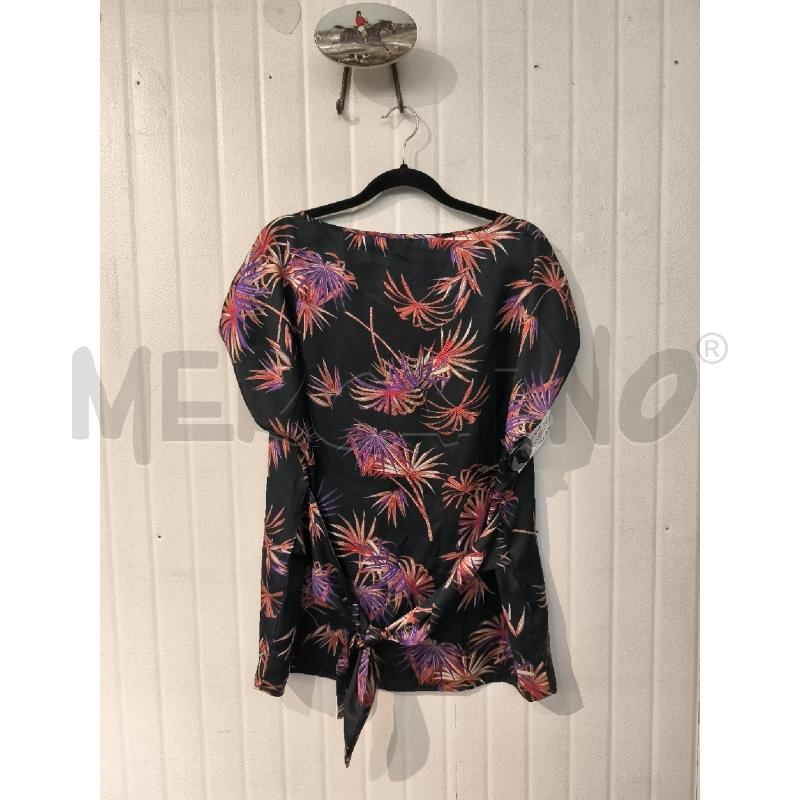 BLUSA DONNA EMME MARELLA NERA FIORI ROSSI VIOLA | Mercatino dell'Usato Mestre 3