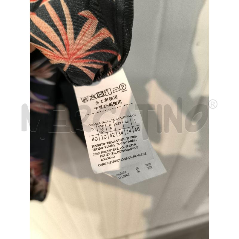 BLUSA DONNA EMME MARELLA NERA FIORI ROSSI VIOLA | Mercatino dell'Usato Mestre 4