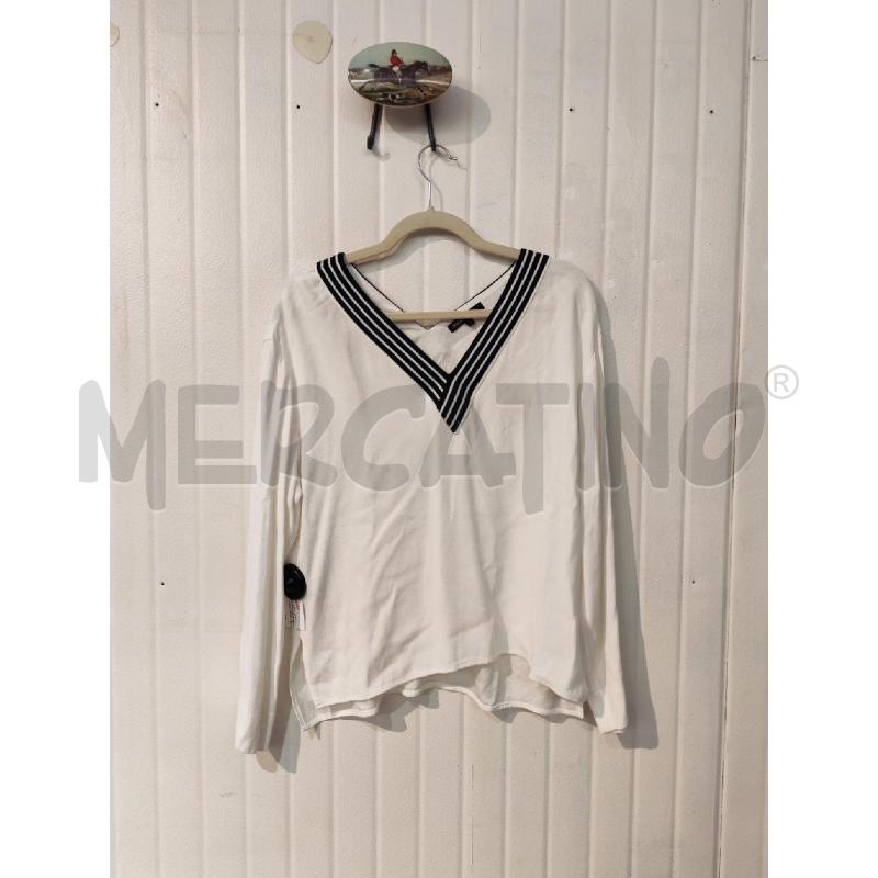 BLUSA DONNA MAJE BIANCO CONTORNO NERO BIANCO  | Mercatino dell'Usato Mestre 1