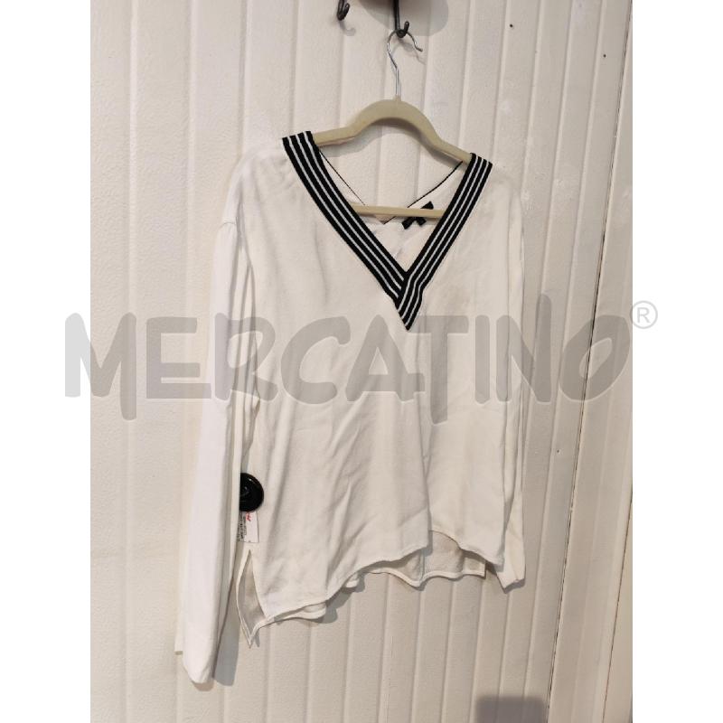 BLUSA DONNA MAJE BIANCO CONTORNO NERO BIANCO  | Mercatino dell'Usato Mestre 3