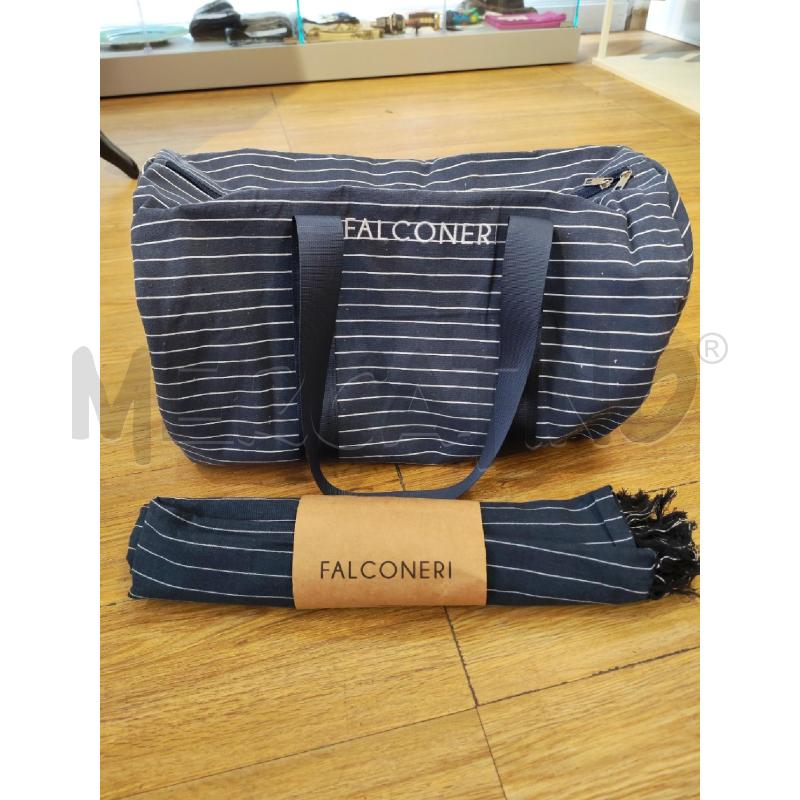 BORSA DONNA FALCONERI CON TELO BLU RIGHE BIANCHE | Mercatino dell'Usato Mestre 1