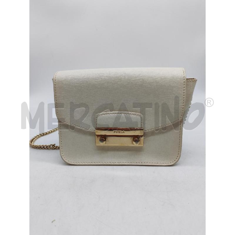 BORSA DONNA FURLA BIANCA CATENELLA DORATA  | Mercatino dell'Usato Mestre 1