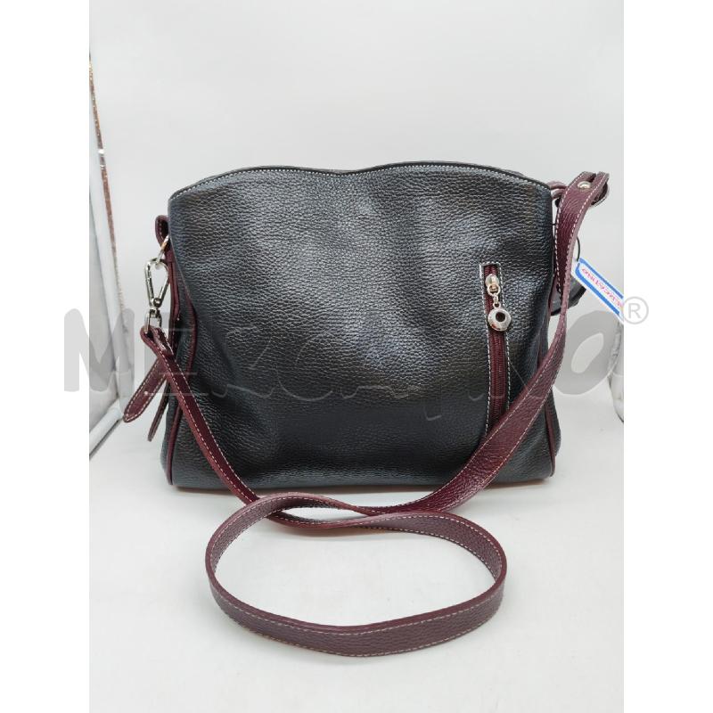 BORSA DONNA GENUINE LEATHER NERA PROFILI VIOLA | Mercatino dell'Usato Mestre 1