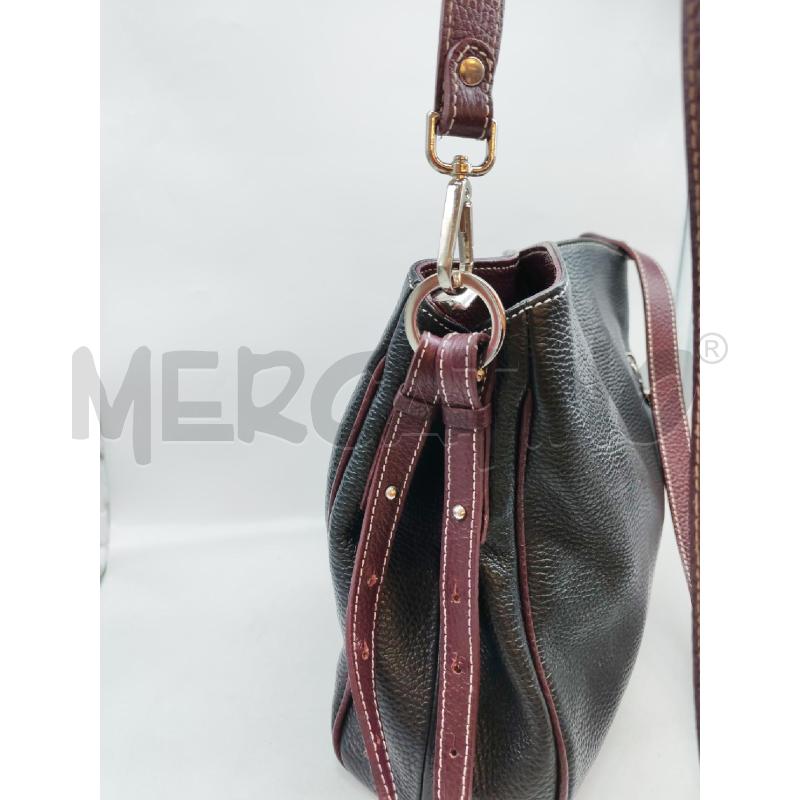 BORSA DONNA GENUINE LEATHER NERA PROFILI VIOLA | Mercatino dell'Usato Mestre 2
