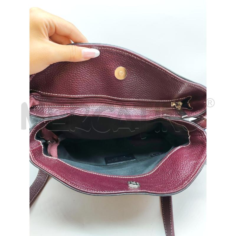 BORSA DONNA GENUINE LEATHER NERA PROFILI VIOLA | Mercatino dell'Usato Mestre 3