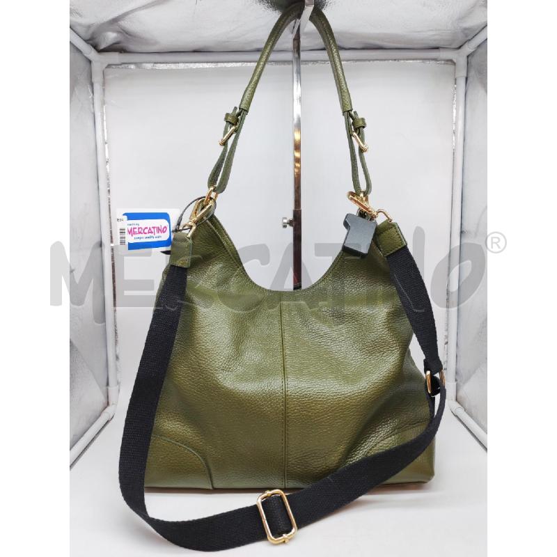 BORSA DONNA LE CORONE PELLE VERDE OLIVA | Mercatino dell'Usato Mestre 1