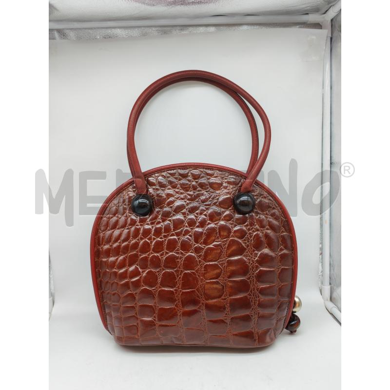 BORSA DONNA MANGIAMELI BORDEUAX STAMPA COCCODRILLO | Mercatino dell'Usato Mestre 1
