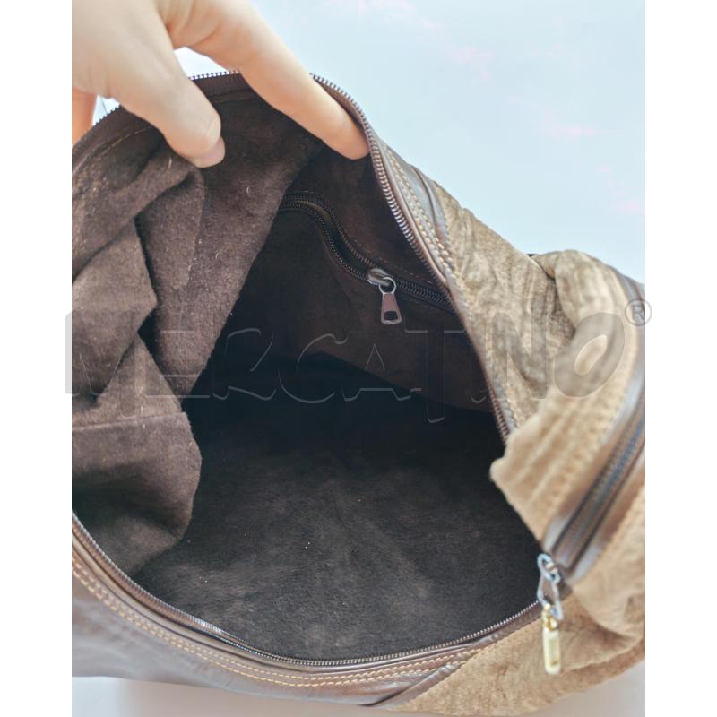 BORSA DONNA MIATTO MARRONE BEIGE PATCHWORK A TRACOLLA | Mercatino dell'Usato Mestre 2