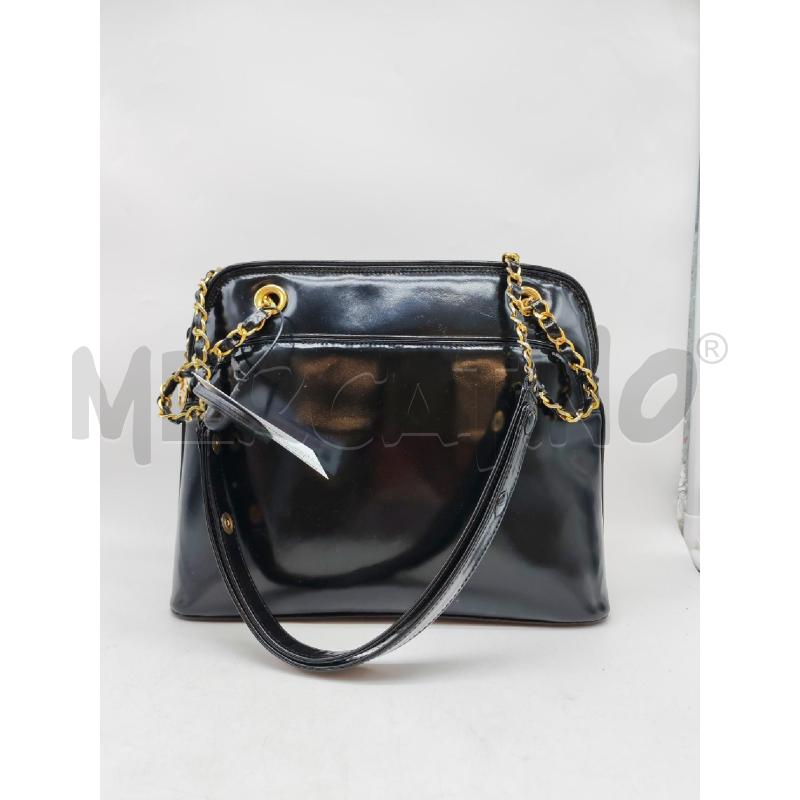 BORSA DONNA MIATTO NERA LUCIDA CATENA DORATA  | Mercatino dell'Usato Mestre 1