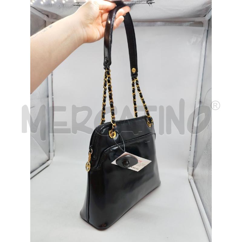 BORSA DONNA MIATTO NERA LUCIDA CATENA DORATA  | Mercatino dell'Usato Mestre 2