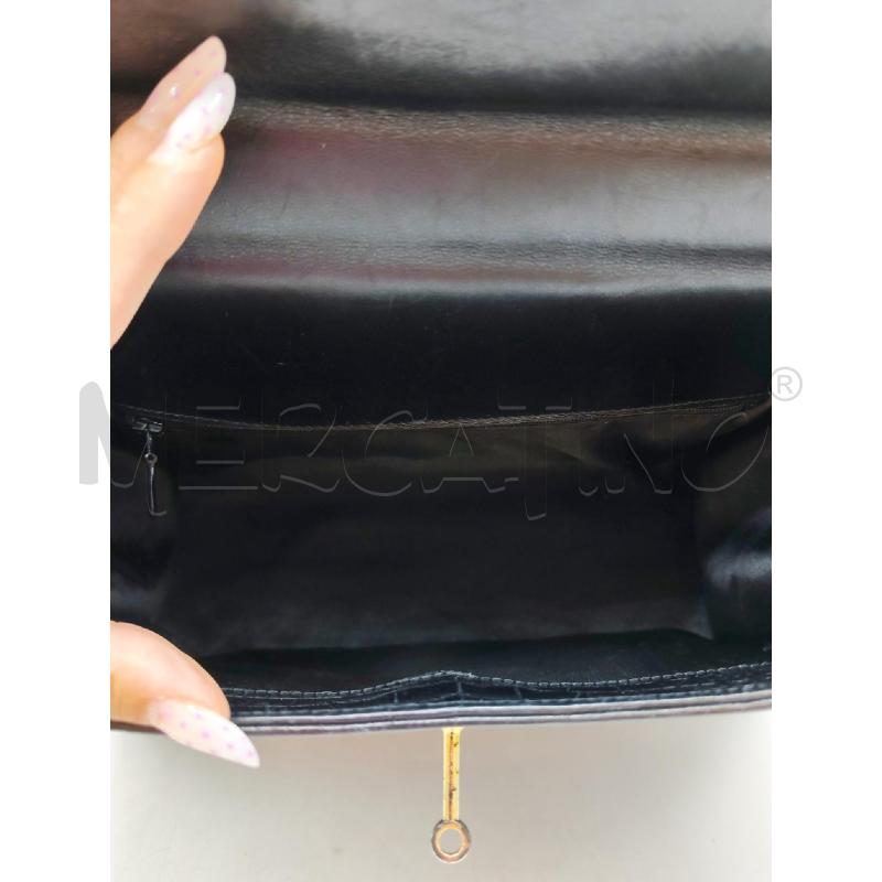 BORSA DONNA NERA STAMPATA HARDWARE DORATI CHIUSURA CON LUCCHETTO | Mercatino dell'Usato Mestre 2