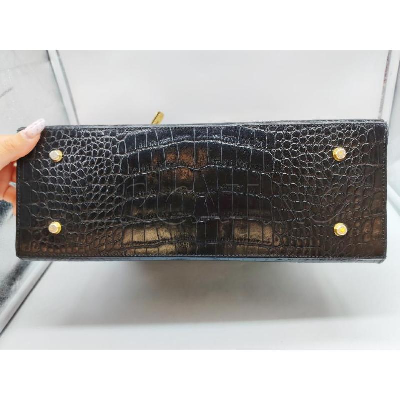 BORSA DONNA NERA STAMPATA HARDWARE DORATI CHIUSURA CON LUCCHETTO | Mercatino dell'Usato Mestre 3