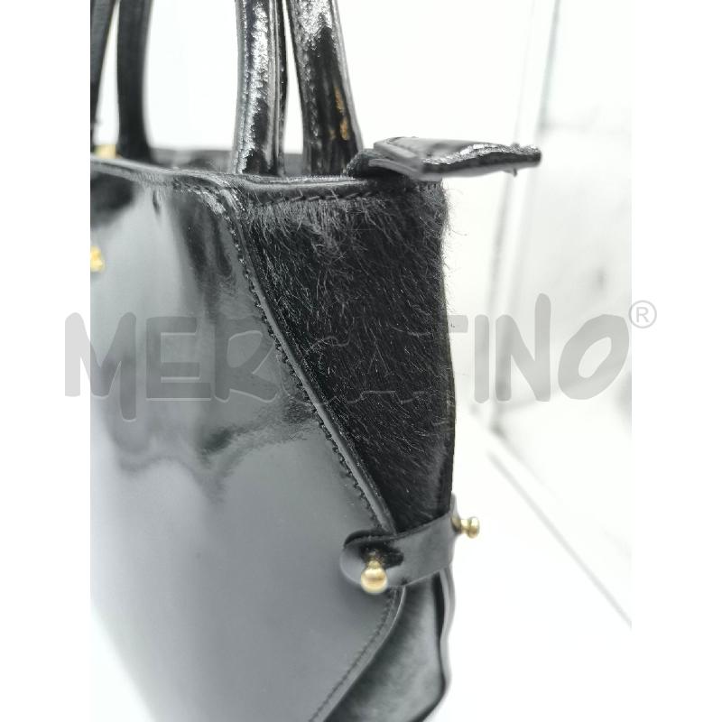 BORSA DONNA PELLETTERIA VENETA NERA LUCIDA E PELO | Mercatino dell'Usato Mestre 5