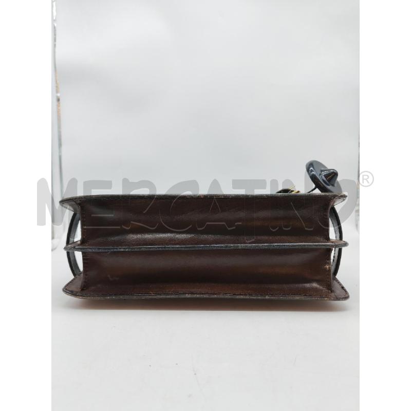BORSA DONNA PELLE MARRONE VINTAGE SQUADRATA DETTAGLI ORO | Mercatino dell'Usato Mestre 4