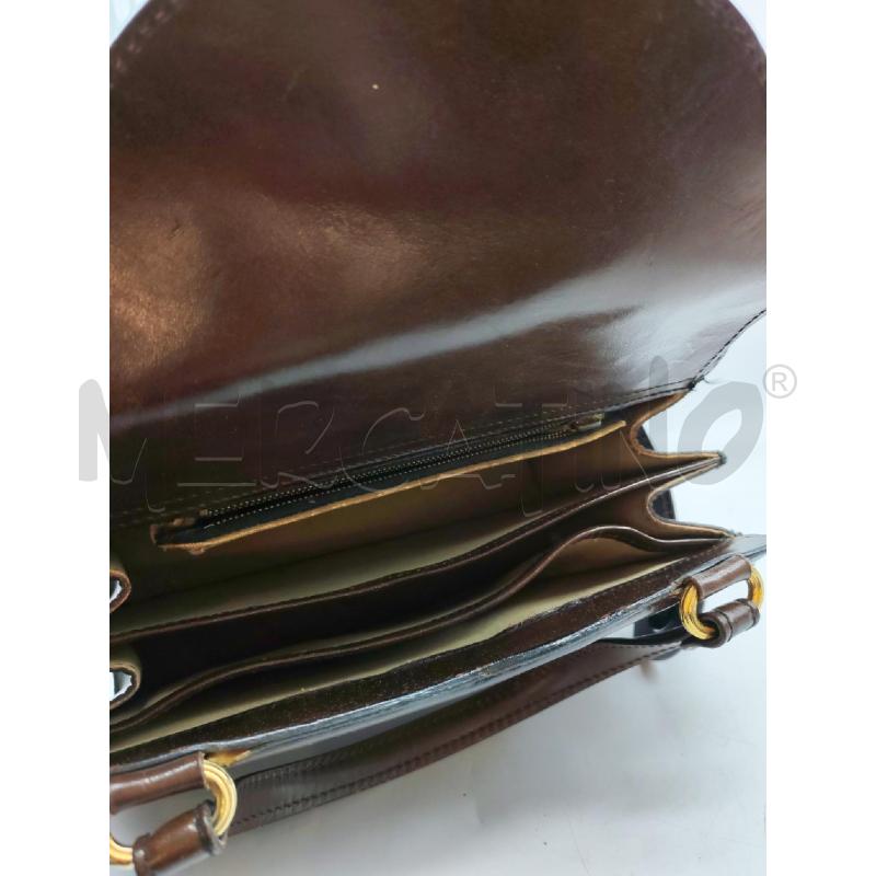 BORSA DONNA PELLE MARRONE VINTAGE SQUADRATA DETTAGLI ORO | Mercatino dell'Usato Mestre 5