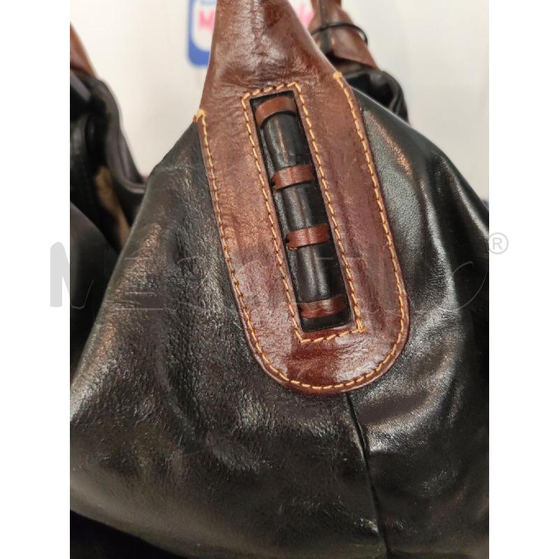 BORSA DONNA PELLE NERA PROFILI MARRONI | Mercatino dell'Usato Mestre 2
