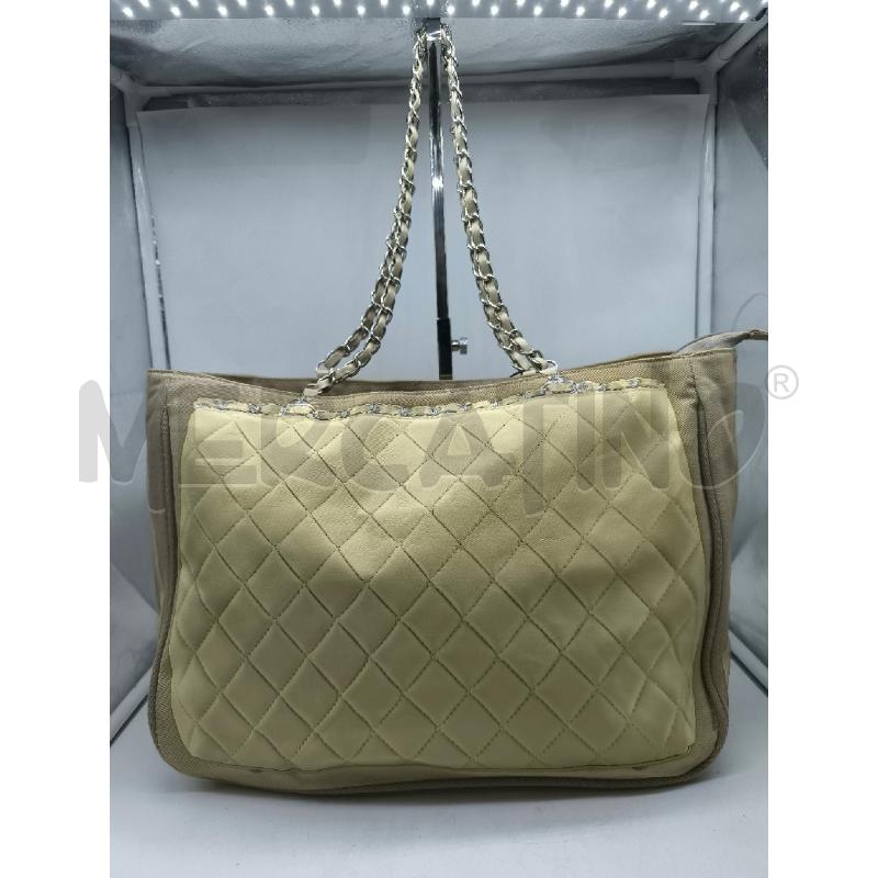 BORSA DONNA POMIKAKI GRANDE BEIGE PANNA PICCOLA MACCHIA | Mercatino dell'Usato Mestre 1