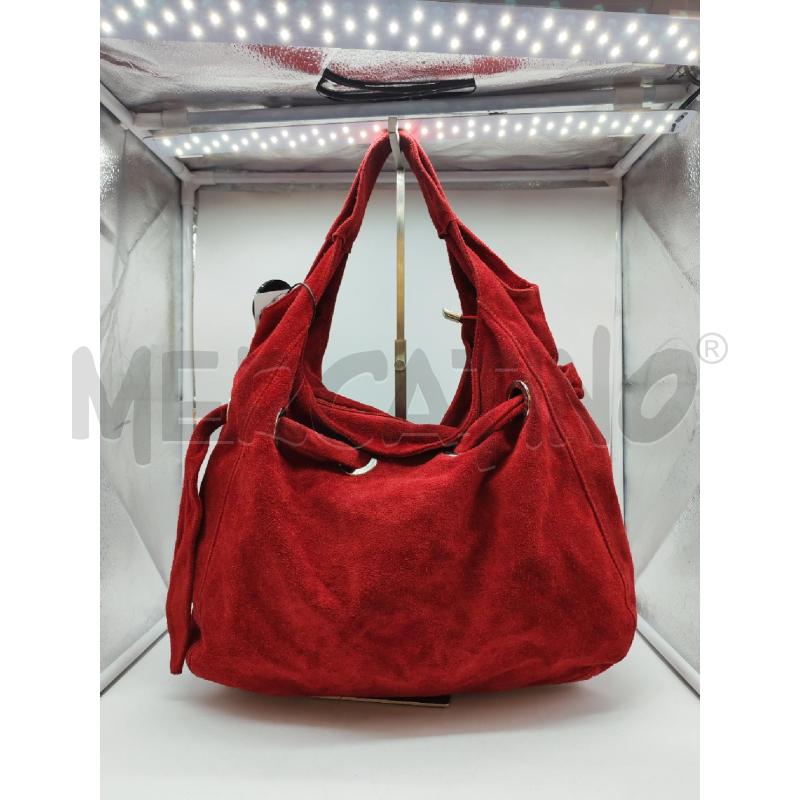 BORSA DONNA ROSSA SCAMOSCIATA FASCIA PER STRINGERLA | Mercatino dell'Usato Mestre 1