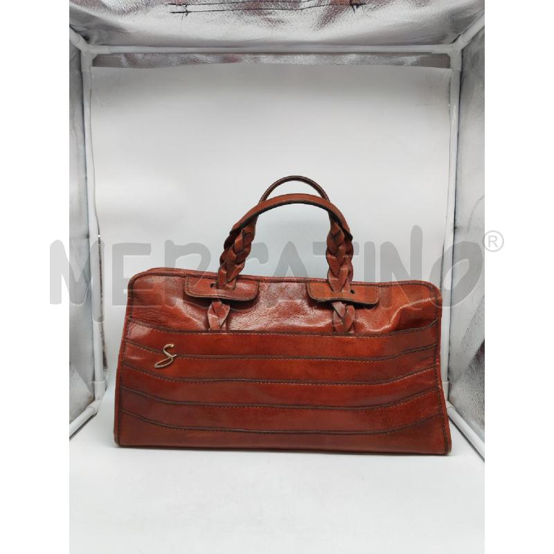BORSA DONNA SCAUDIANO VINTAGE MARRONE ROSSO MANICI INTRECCIATI | Mercatino dell'Usato Mestre 1