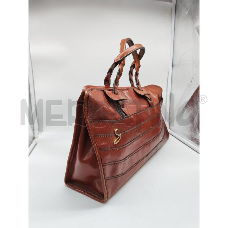 BORSA DONNA SCAUDIANO VINTAGE MARRONE ROSSO MANICI INTRECCIATI | Mercatino dell'Usato Mestre 2