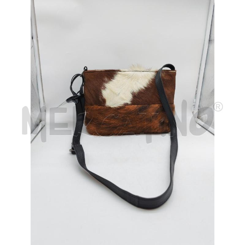 BORSA DONNA SOLINDA VERA PELLE CAVALLINO  MARRONE BIANCO | Mercatino dell'Usato Mestre 2