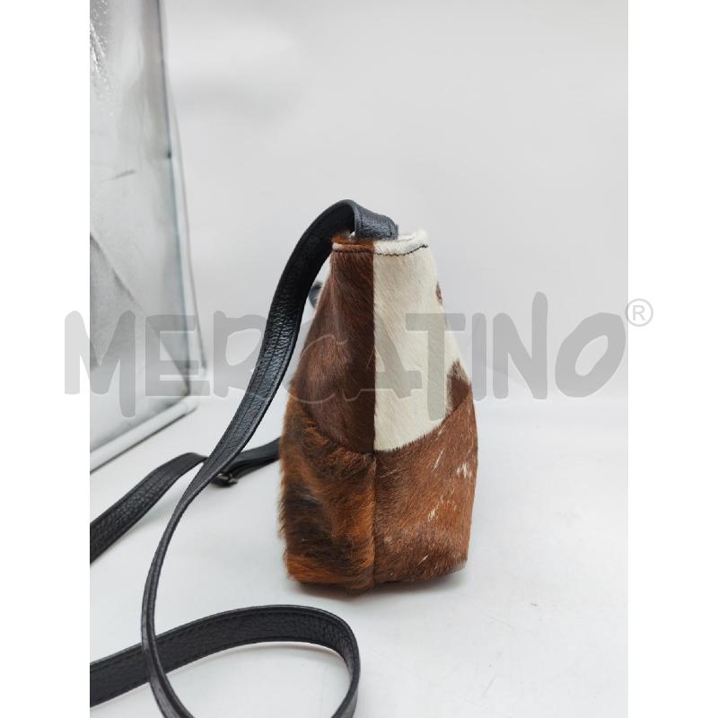 BORSA DONNA SOLINDA VERA PELLE CAVALLINO  MARRONE BIANCO | Mercatino dell'Usato Mestre 3