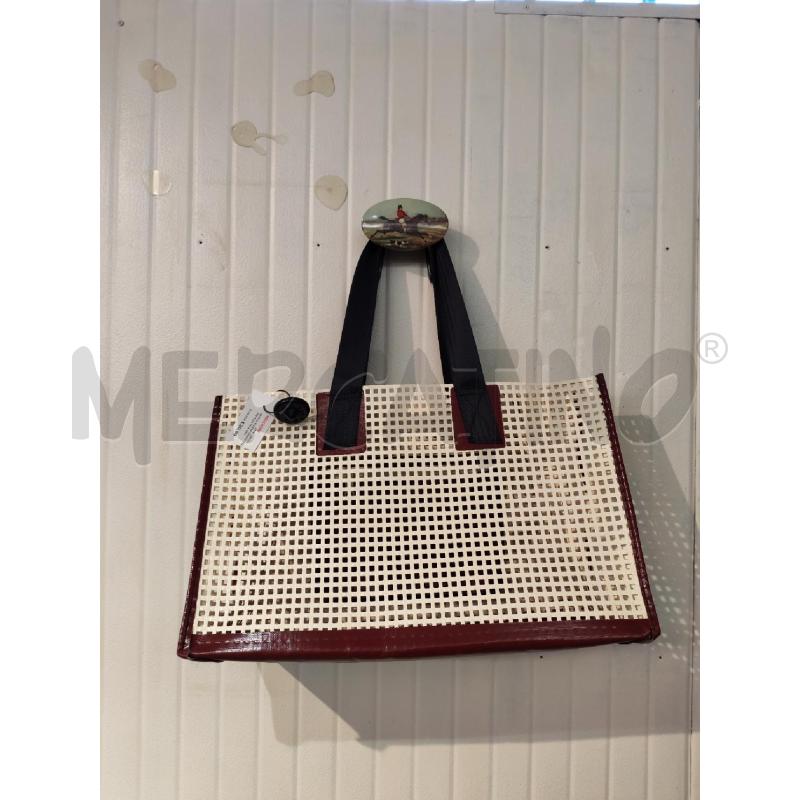 BORSA DONNA TEENO TELONI PLASTICA TRAFORATA PROFILI ROSSO BORDEAUX | Mercatino dell'Usato Mestre 1