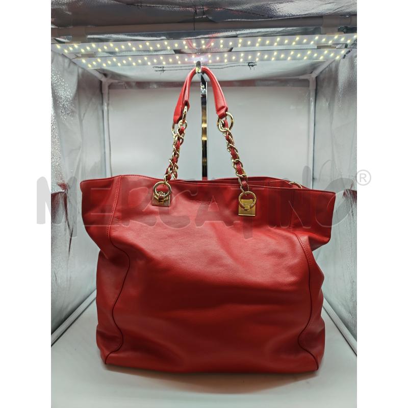 BORSA DONNA TOSCA BLU ROSSA GRANDE CATENE DORATE | Mercatino dell'Usato Mestre 1