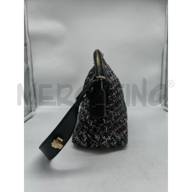 BORSA DONNA TRUSSARDI JEANS TESSUTO INTRECCIATA NERO ROSA VERDE FILI ARGENTO | Mercatino dell'Usato Mestre 2