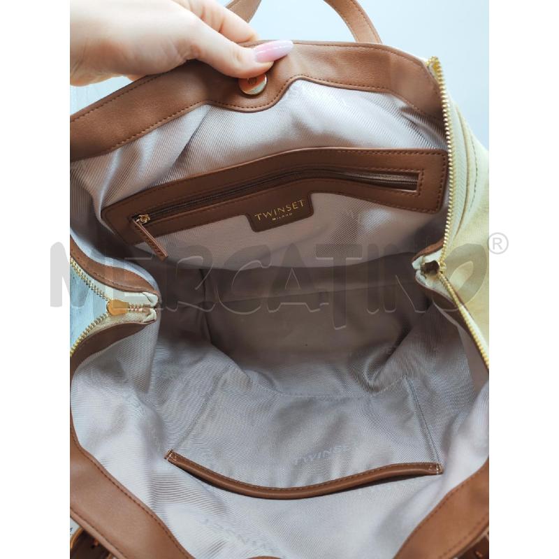 BORSA DONNA TWIN SET BEIGE E MARRONE | Mercatino dell'Usato Mestre 4