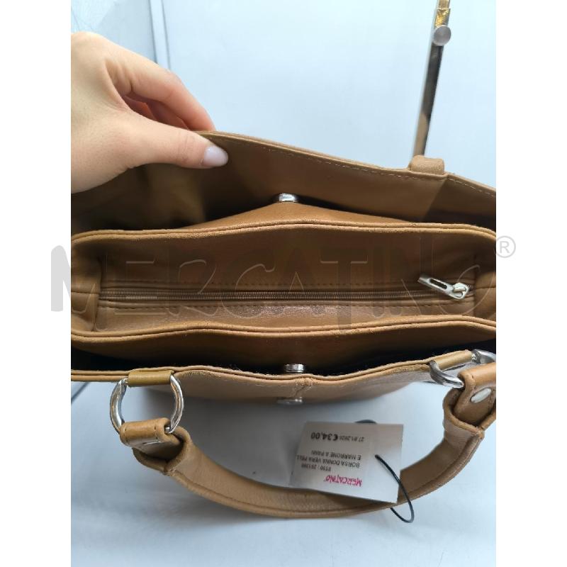 BORSA DONNA VERA PELLE MARRONE A PANNI | Mercatino dell'Usato Mestre 3