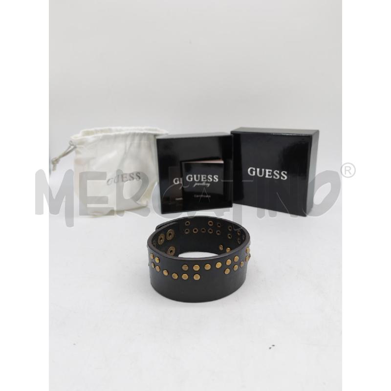 BRACCIALE GUESS NERO PELLE CON INSERTI DORATI  | Mercatino dell'Usato Mestre 1