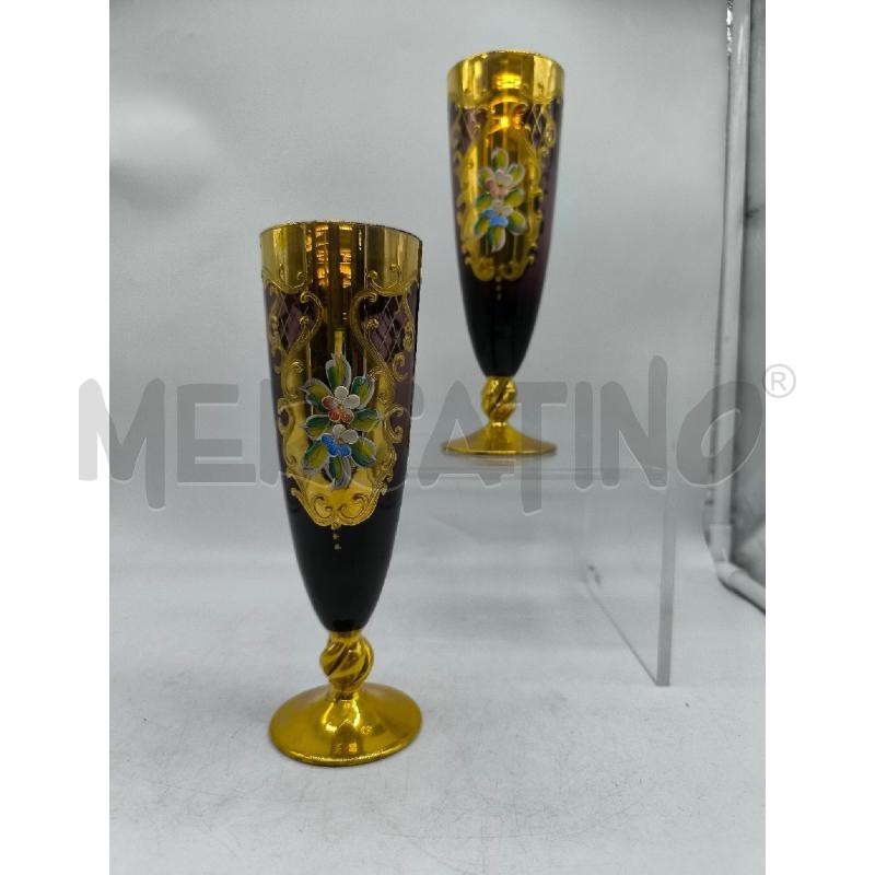 CALICI PZ. 2 VETRO BORDO' DECORI ORO | Mercatino dell'Usato Mestre 1
