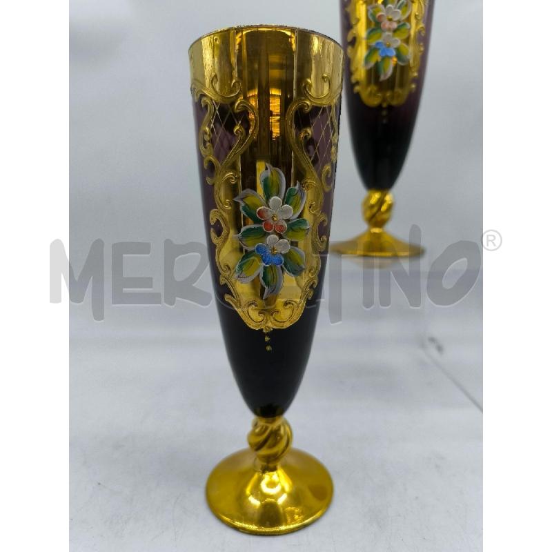 CALICI PZ. 2 VETRO BORDO' DECORI ORO | Mercatino dell'Usato Mestre 2