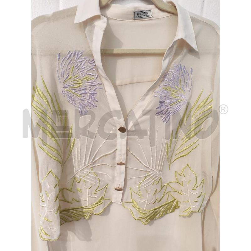 CAMICIA DONNA FRACOMINA CREMA FIORI LILLA | Mercatino dell'Usato Mestre 4