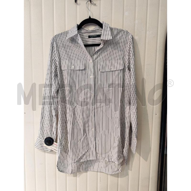 CAMICIA DONNA LAUREN BIANCA A RIGHINE BLU | Mercatino dell'Usato Mestre 1