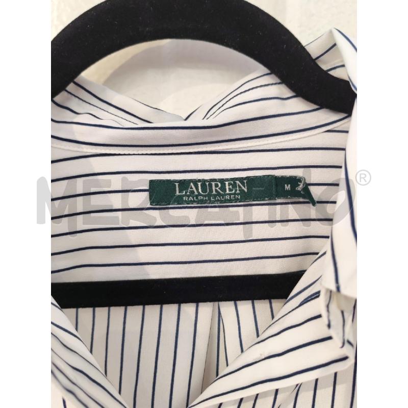 CAMICIA DONNA LAUREN BIANCA A RIGHINE BLU | Mercatino dell'Usato Mestre 2