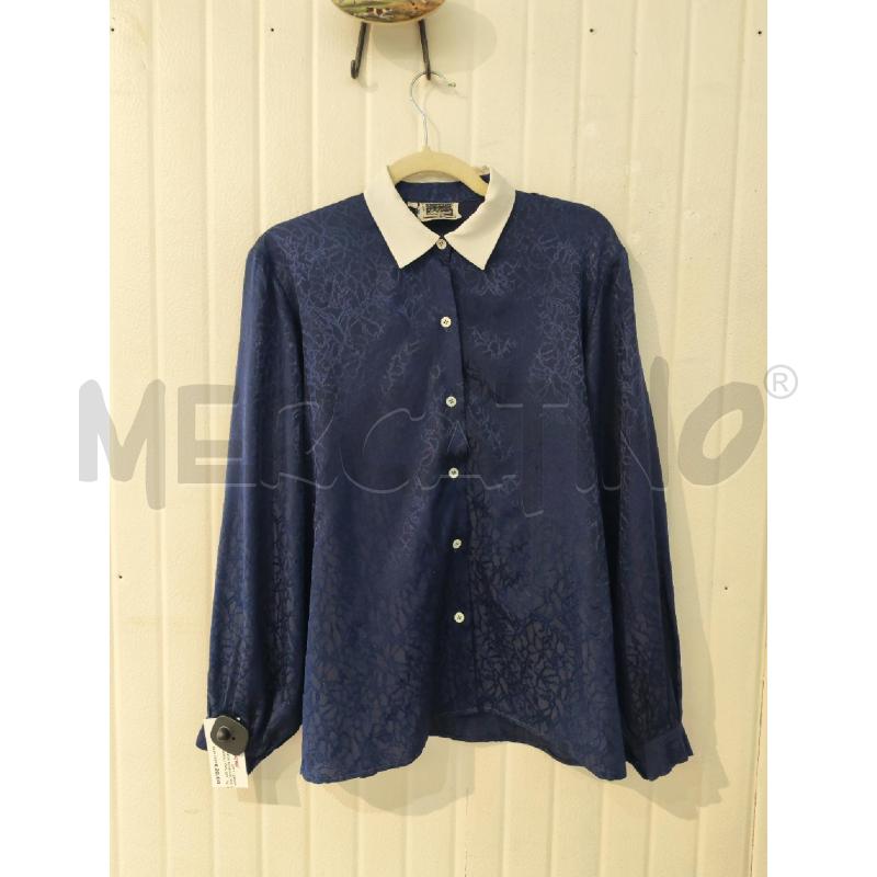 CAMICIA DONNA LUISA SPAGNOLI 100% SETA BLU COLLETTO BIANCO | Mercatino dell'Usato Mestre 1